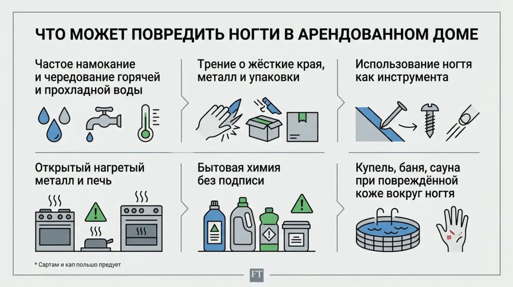 Что может повредить ногти в арендованном доме